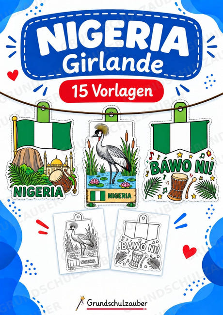 Nigeria – Fensterdeko – Basteln – Ausmalbild – Ausschneiden – 15 Vorlagen – Cover