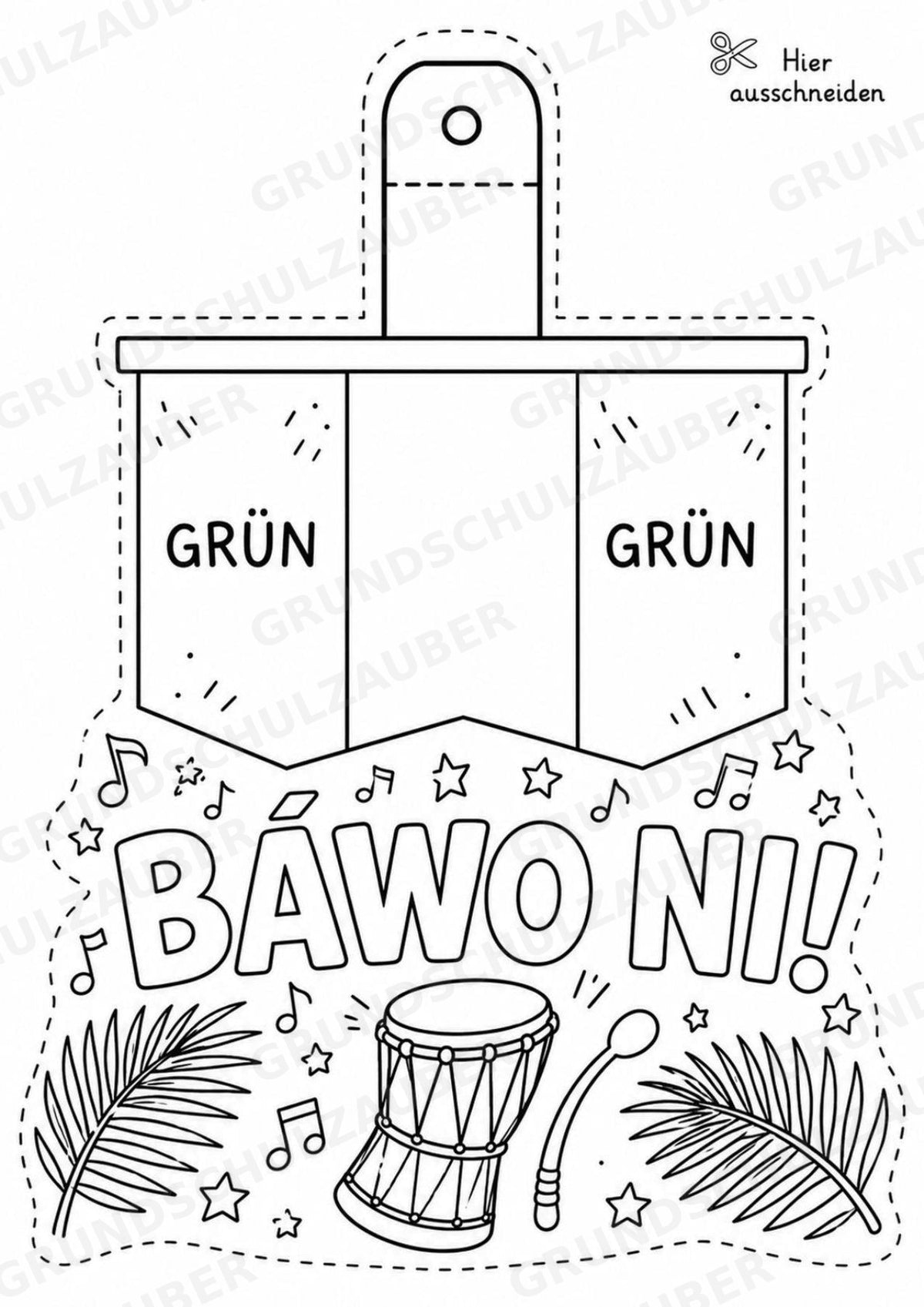 Nigeria – Fensterdeko – Basteln – Ausmalbild – Ausschneiden – 15 Vorlagen – Materialseite 16