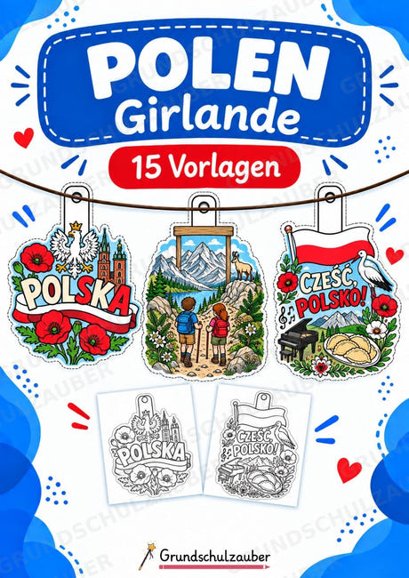 Polen – Fensterdeko – Basteln – Ausmalbild – Ausschneiden – 15 Vorlagen – Cover