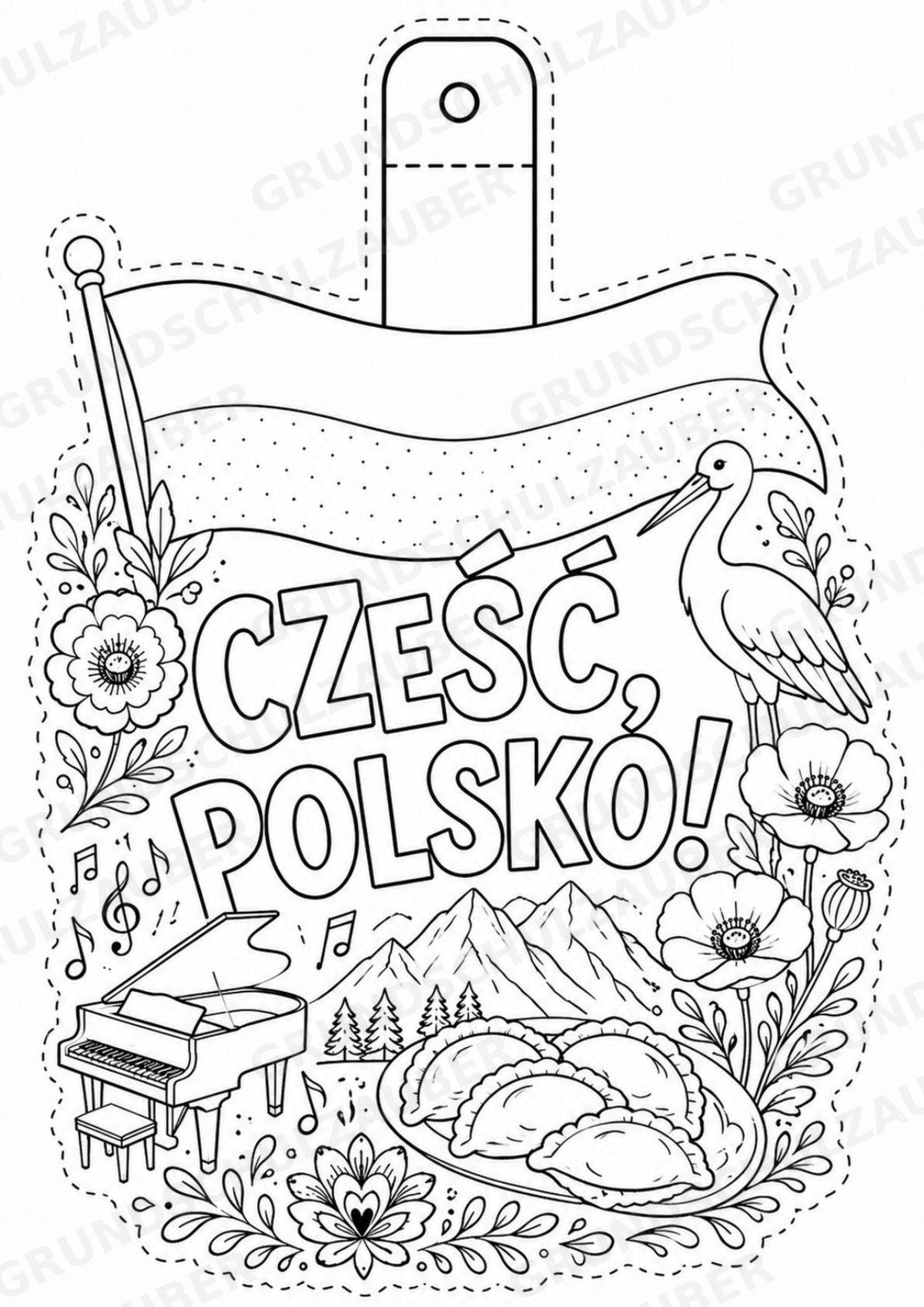 Polen – Fensterdeko – Basteln – Ausmalbild – Ausschneiden – 15 Vorlagen – Materialseite 16