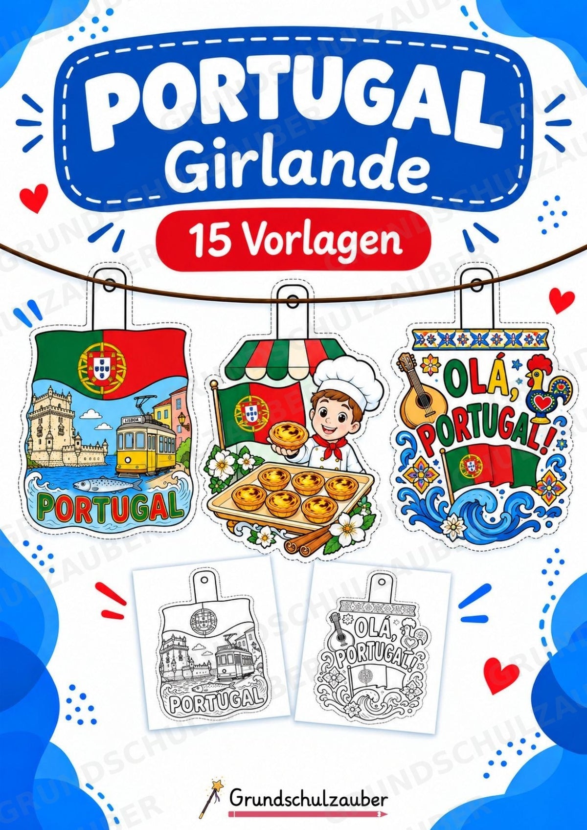Portugal – Fensterdeko – Basteln – Ausmalbild – Ausschneiden – 15 Vorlagen – Cover