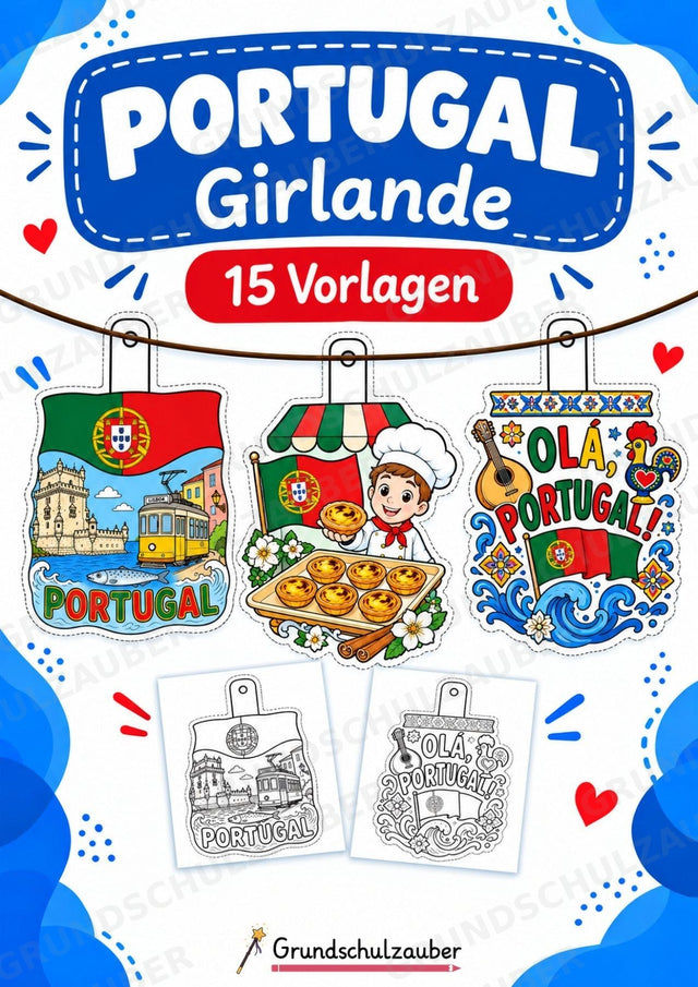 Portugal – Fensterdeko – Basteln – Ausmalbild – Ausschneiden – 15 Vorlagen – Cover