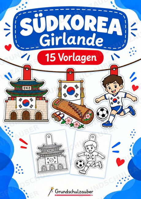 Südkorea – Fensterdeko – Basteln – Ausmalbild – Ausschneiden – 15 Vorlagen – Cover