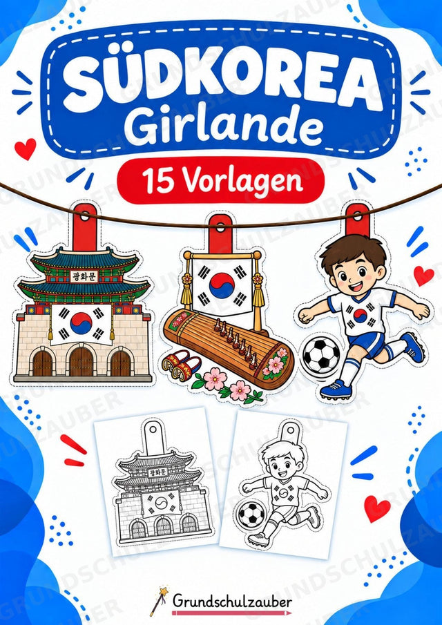Südkorea – Fensterdeko – Basteln – Ausmalbild – Ausschneiden – 15 Vorlagen – Cover