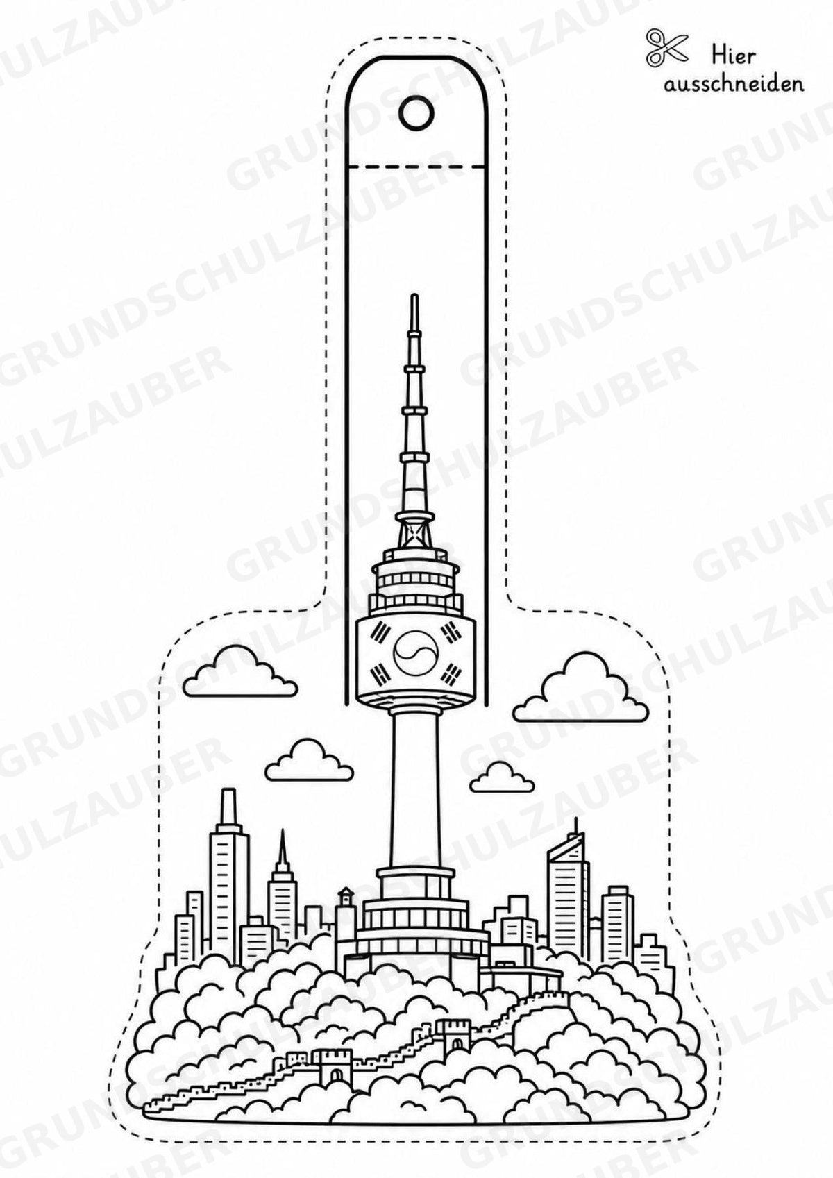 Südkorea – Fensterdeko – Basteln – Ausmalbild – Ausschneiden – 15 Vorlagen – Materialseite 3