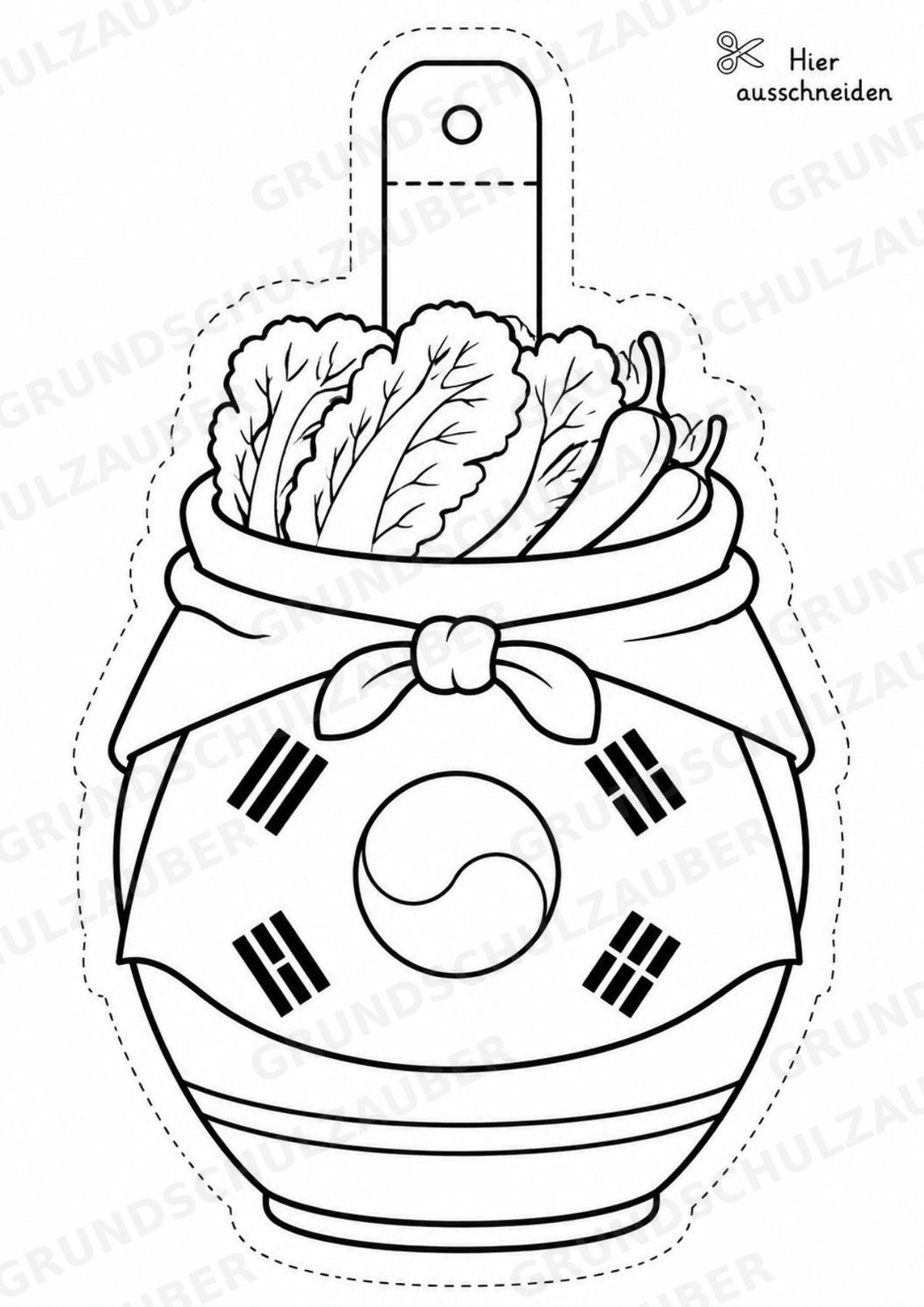 Südkorea – Fensterdeko – Basteln – Ausmalbild – Ausschneiden – 15 Vorlagen – Materialseite 10