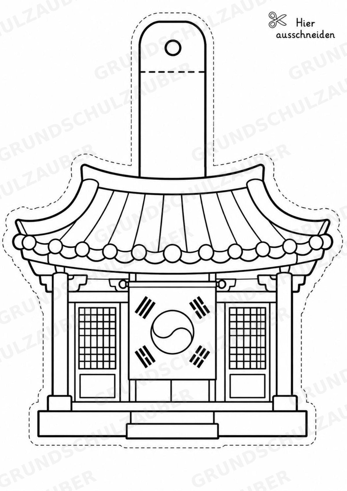 Südkorea – Fensterdeko – Basteln – Ausmalbild – Ausschneiden – 15 Vorlagen – Materialseite 11