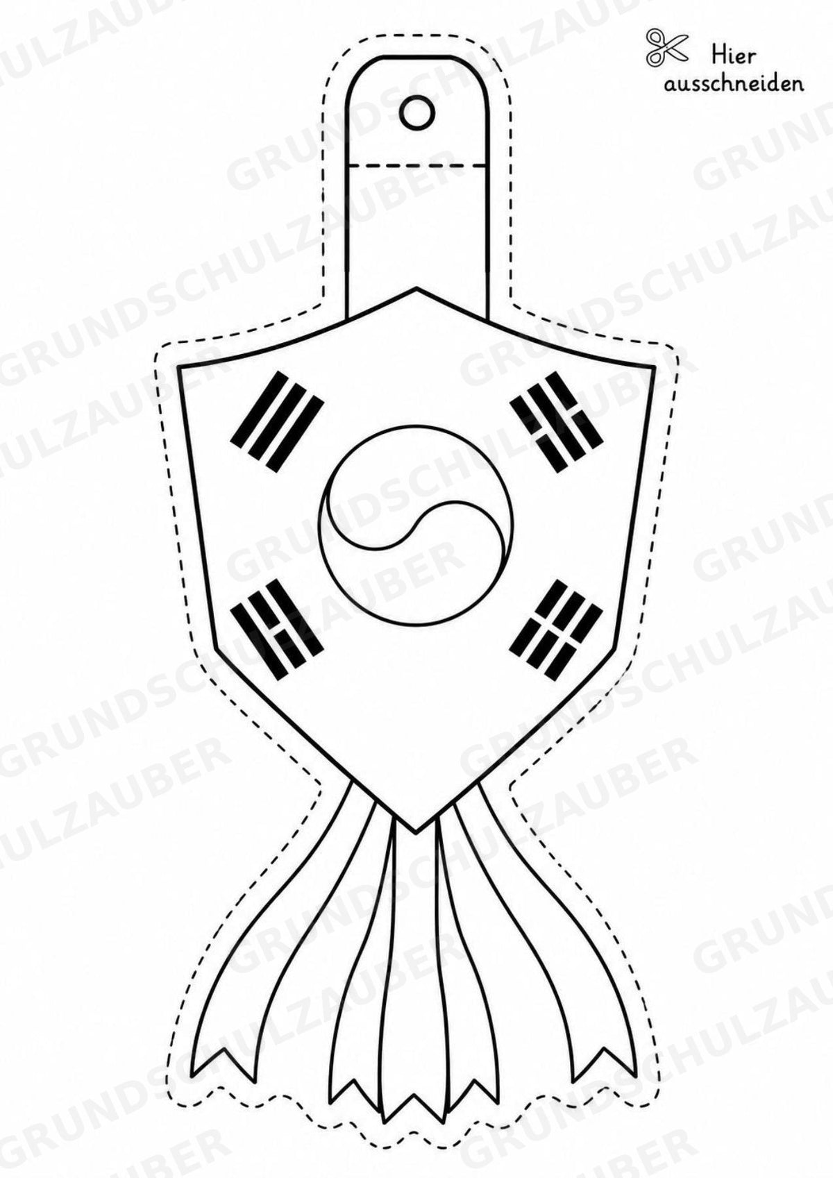 Südkorea – Fensterdeko – Basteln – Ausmalbild – Ausschneiden – 15 Vorlagen – Materialseite 15