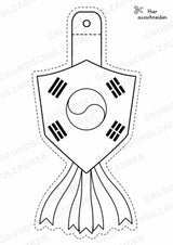 Südkorea – Fensterdeko – Basteln – Ausmalbild – Ausschneiden – 15 Vorlagen – Materialseite 15