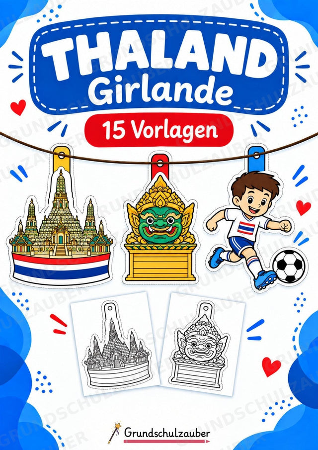 Thailand – Fensterdeko – Basteln – Ausmalbild – Ausschneiden – 15 Vorlagen – Cover