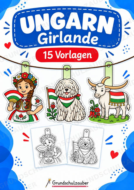Ungarn – Fensterdeko – Basteln – Ausmalbild – Ausschneiden – 15 Vorlagen – Cover