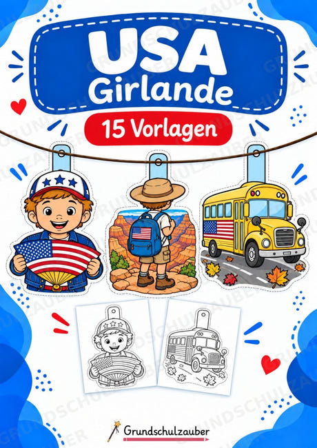USA – Fensterdeko – Basteln – Ausmalbild – Ausschneiden – 15 Vorlagen – Cover