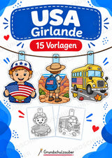 USA – Fensterdeko – Basteln – Ausmalbild – Ausschneiden – 15 Vorlagen – Cover