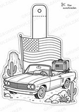 USA – Fensterdeko – Basteln – Ausmalbild – Ausschneiden – 15 Vorlagen – Materialseite 6