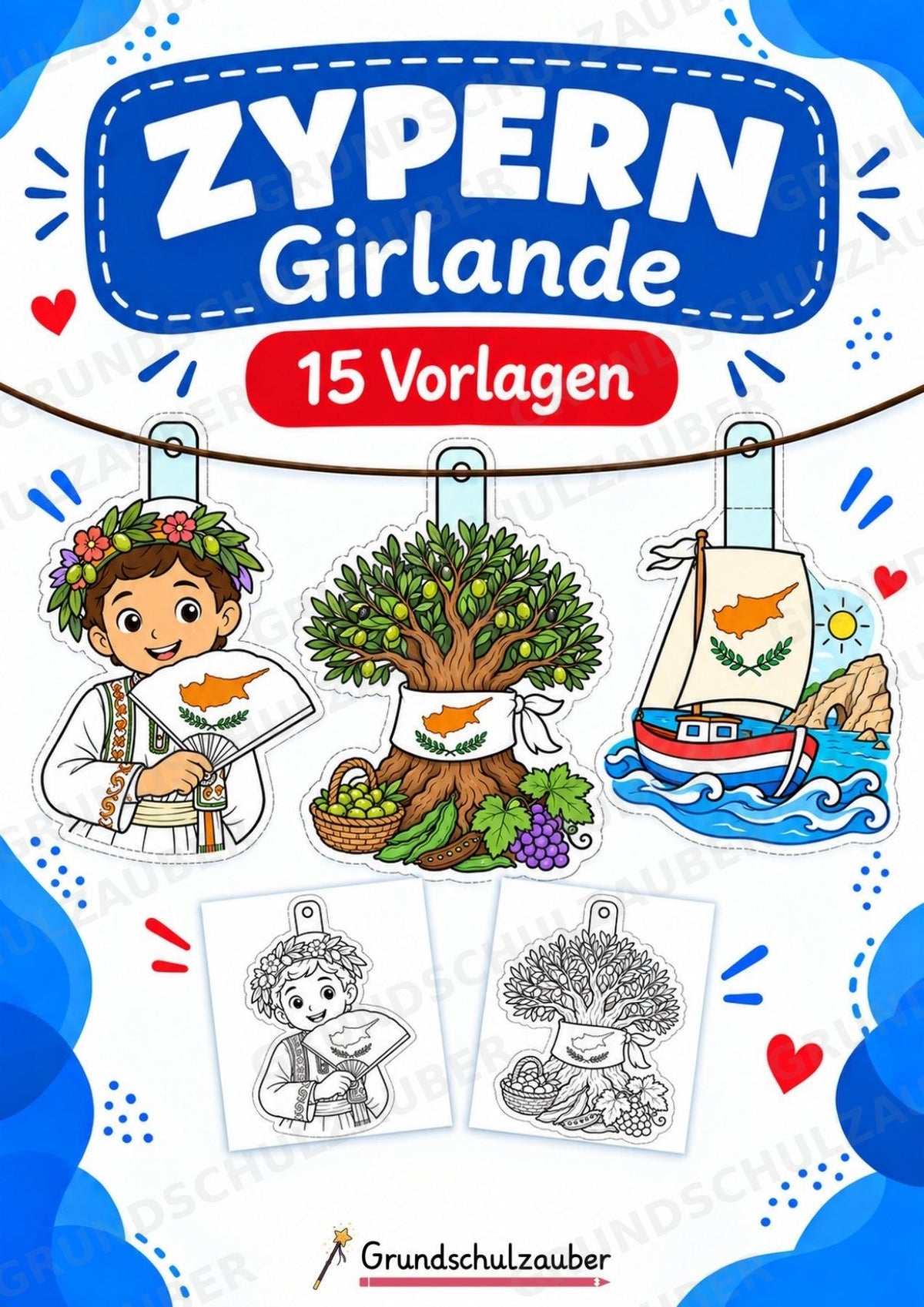 Zypern – Fensterdeko – Basteln – Ausmalbild – Ausschneiden – 15 Vorlagen – Cover