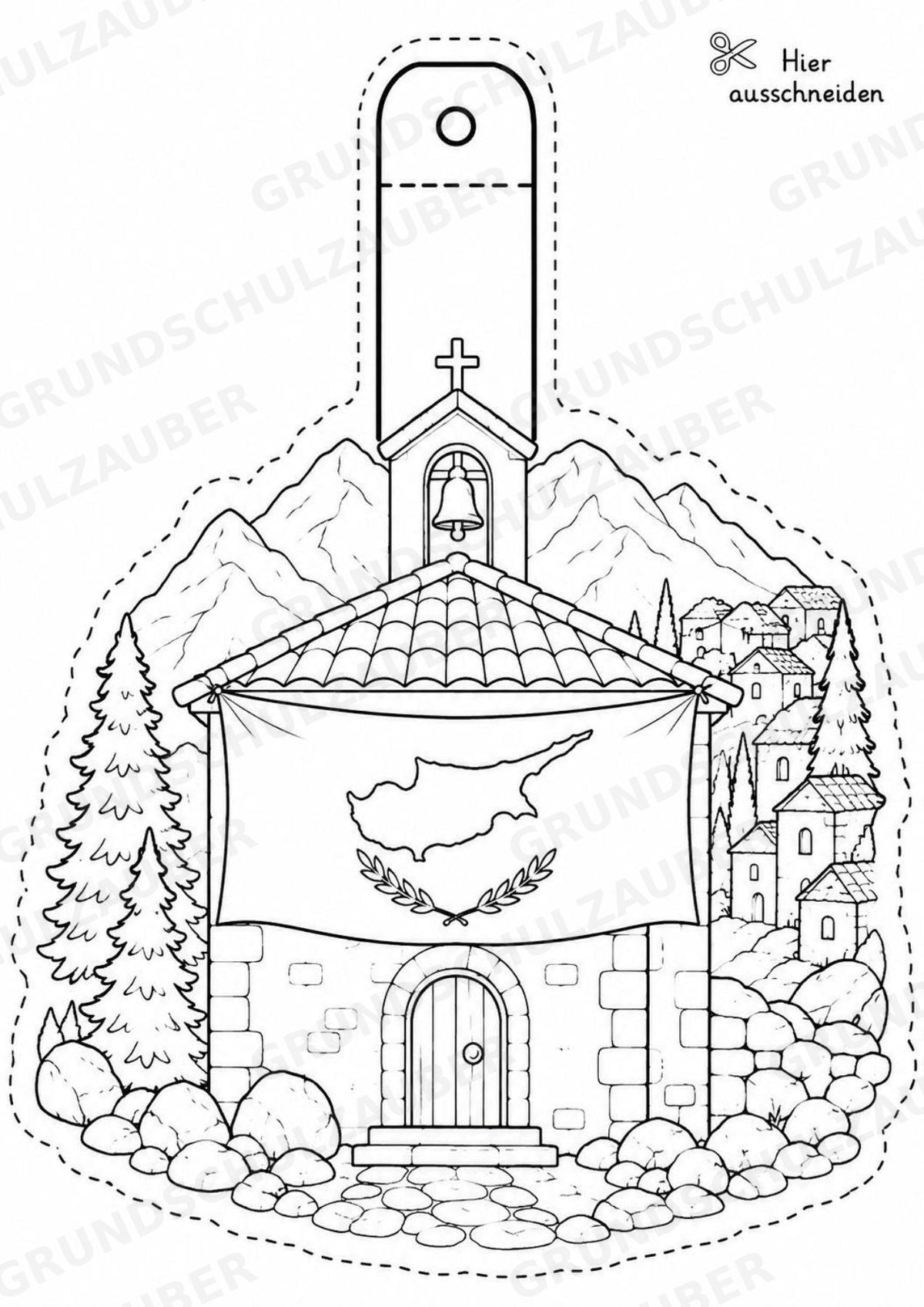 Zypern – Fensterdeko – Basteln – Ausmalbild – Ausschneiden – 15 Vorlagen – Materialseite 13