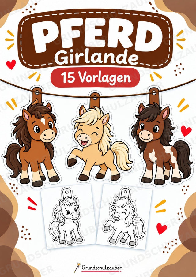 Pferd – Fensterdeko – Basteln – Ausmalbild – Ausschneiden – 15 Vorlagen – Cover