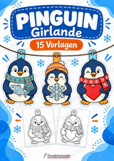 Pinguin – Fensterdeko – Basteln – Ausmalbild – Ausschneiden – 15 Vorlagen – Cover