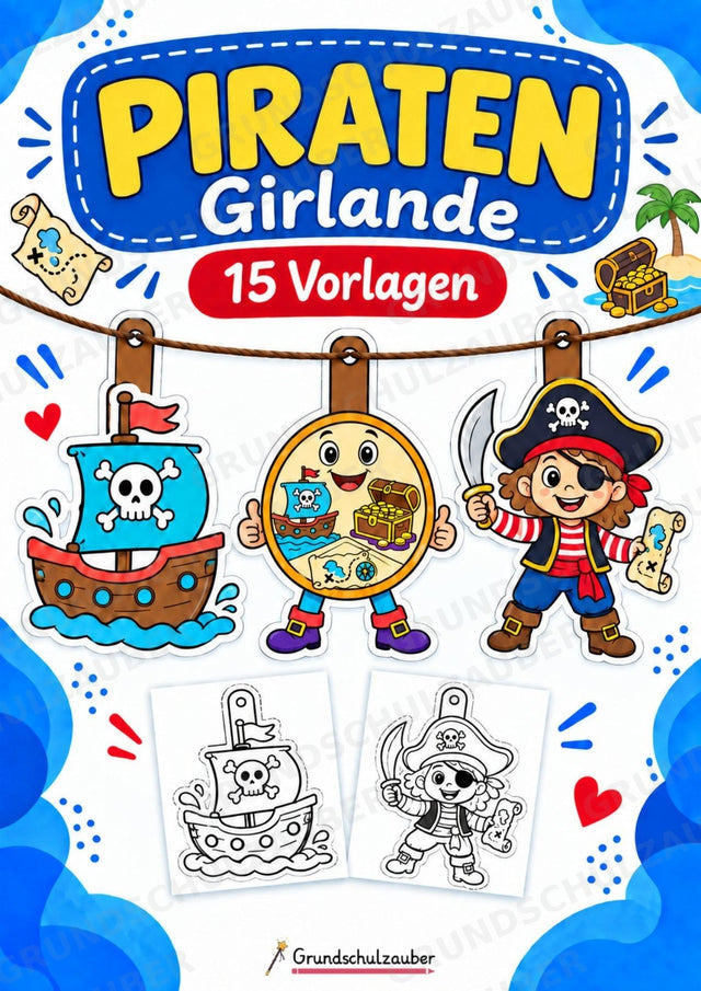 Piraten – Fensterdeko – Basteln – Ausmalbild – Ausschneiden – 15 Vorlagen – Cover