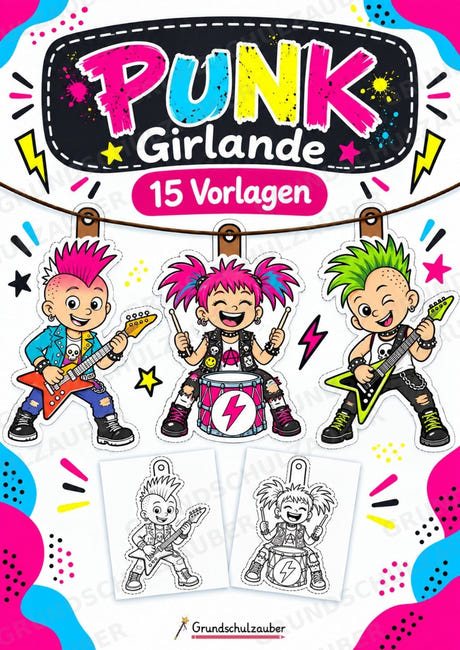 Punk – Fensterdeko – Basteln – Ausmalbild – Ausschneiden – 15 Vorlagen – Cover