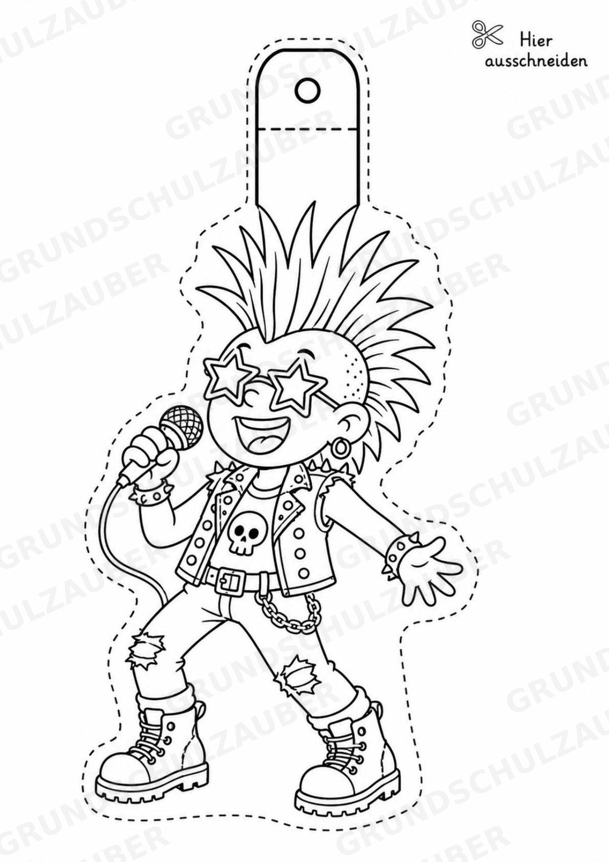 Punk – Fensterdeko – Basteln – Ausmalbild – Ausschneiden – 15 Vorlagen – Materialseite 6