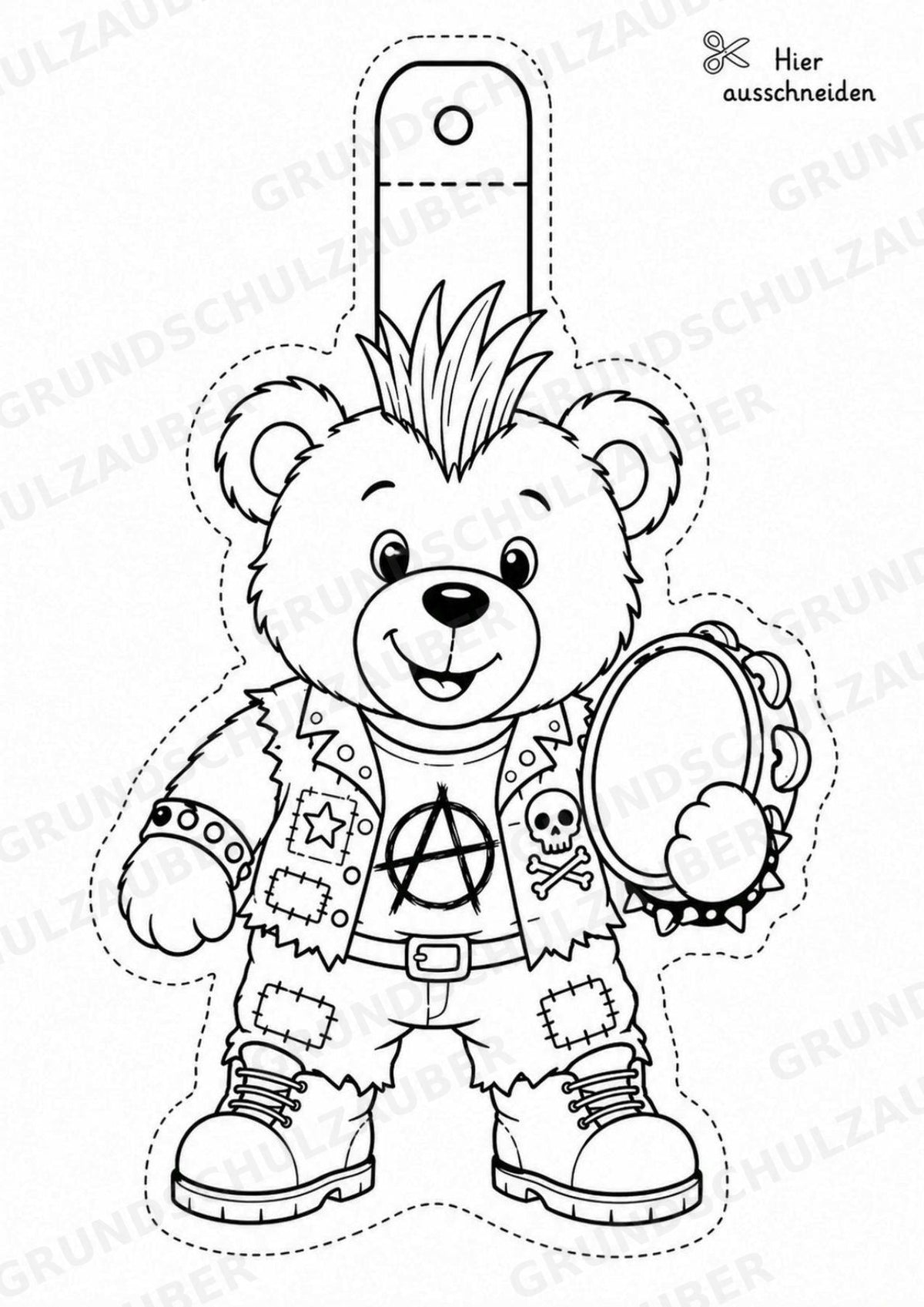 Punk – Fensterdeko – Basteln – Ausmalbild – Ausschneiden – 15 Vorlagen – Materialseite 9