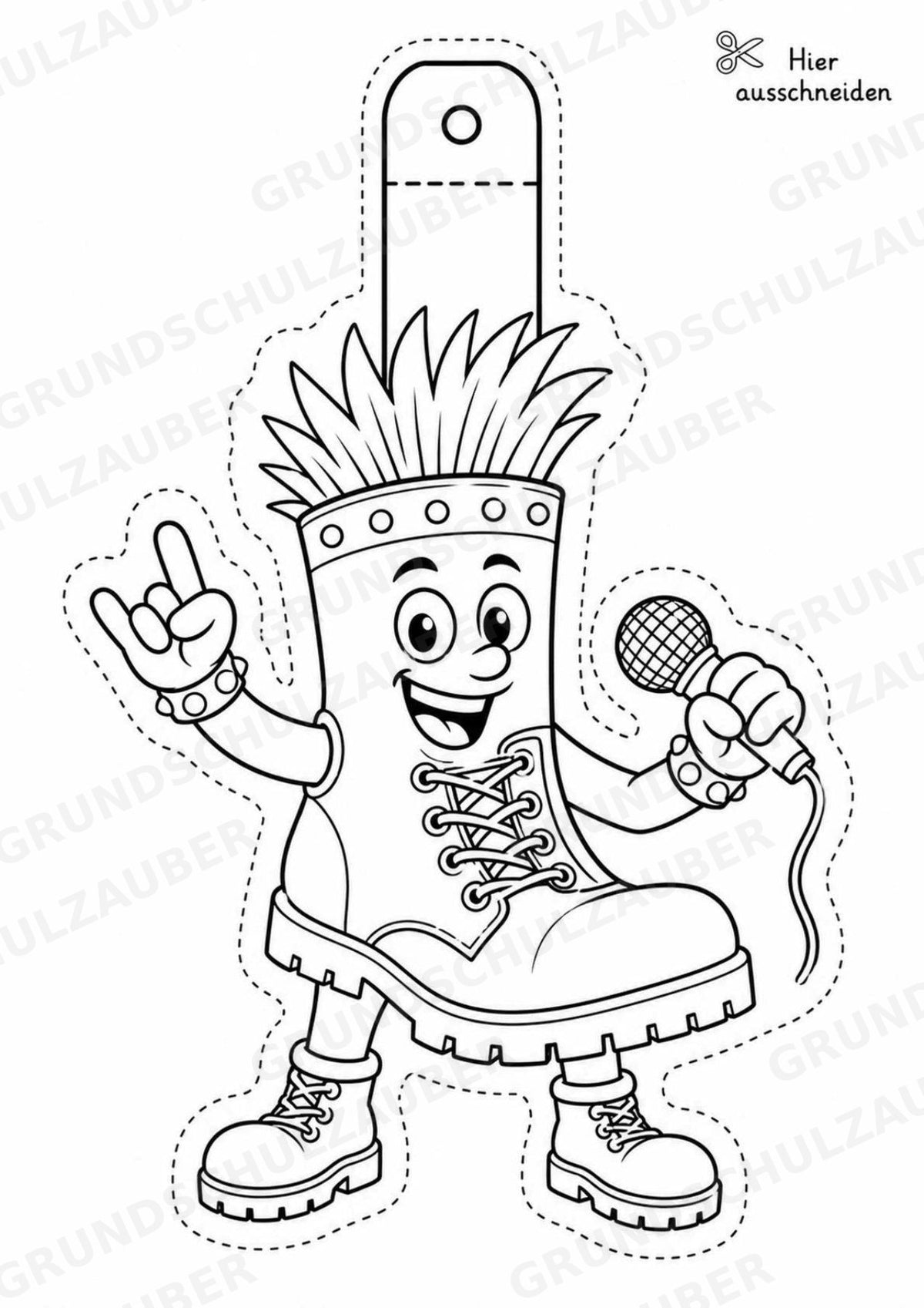 Punk – Fensterdeko – Basteln – Ausmalbild – Ausschneiden – 15 Vorlagen – Materialseite 11