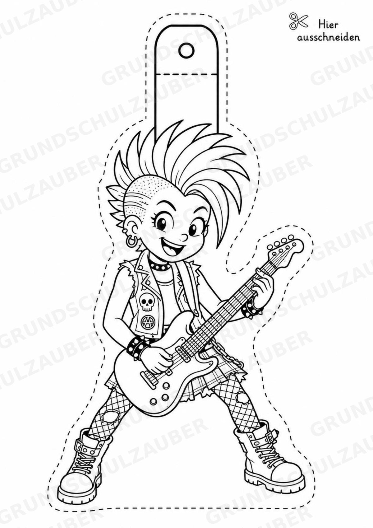 Punk – Fensterdeko – Basteln – Ausmalbild – Ausschneiden – 15 Vorlagen – Materialseite 14
