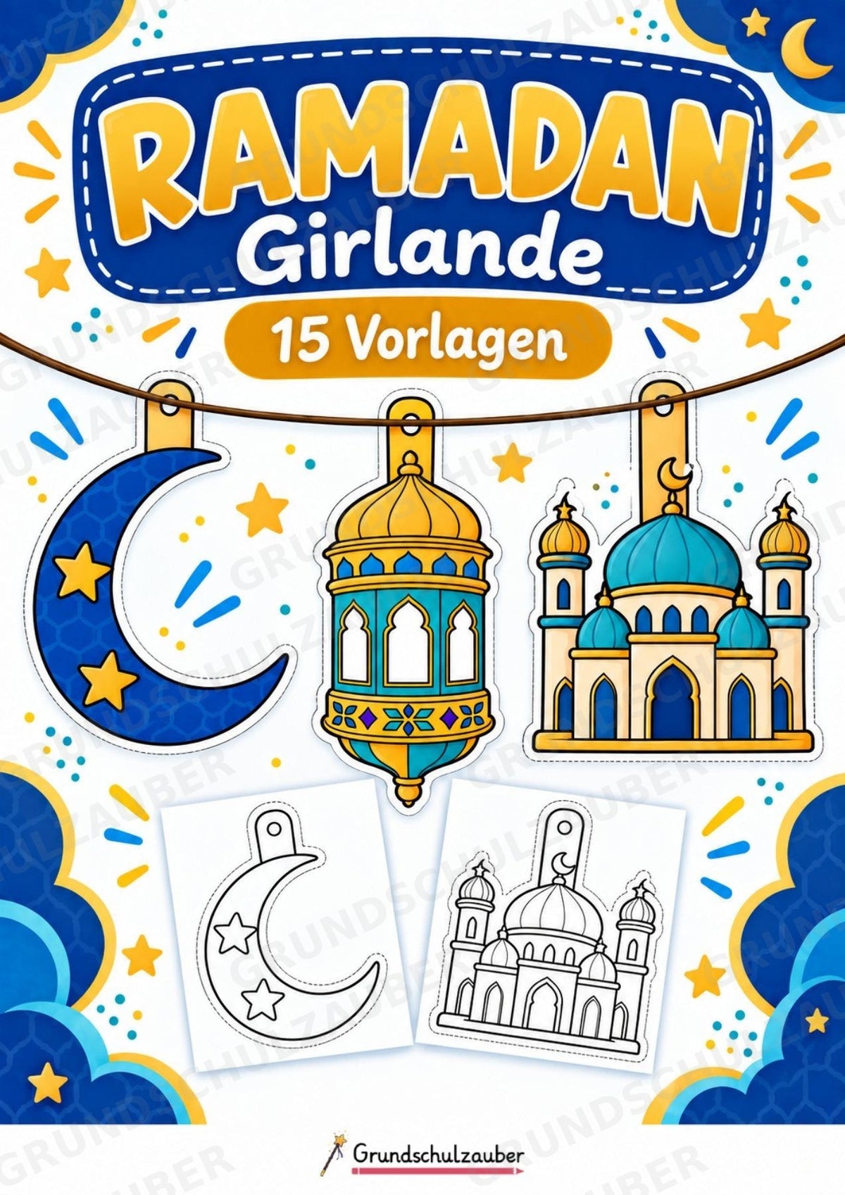 Ramadan – Fensterdeko – Basteln – Ausmalbild – Ausschneiden – 15 Vorlagen – Cover