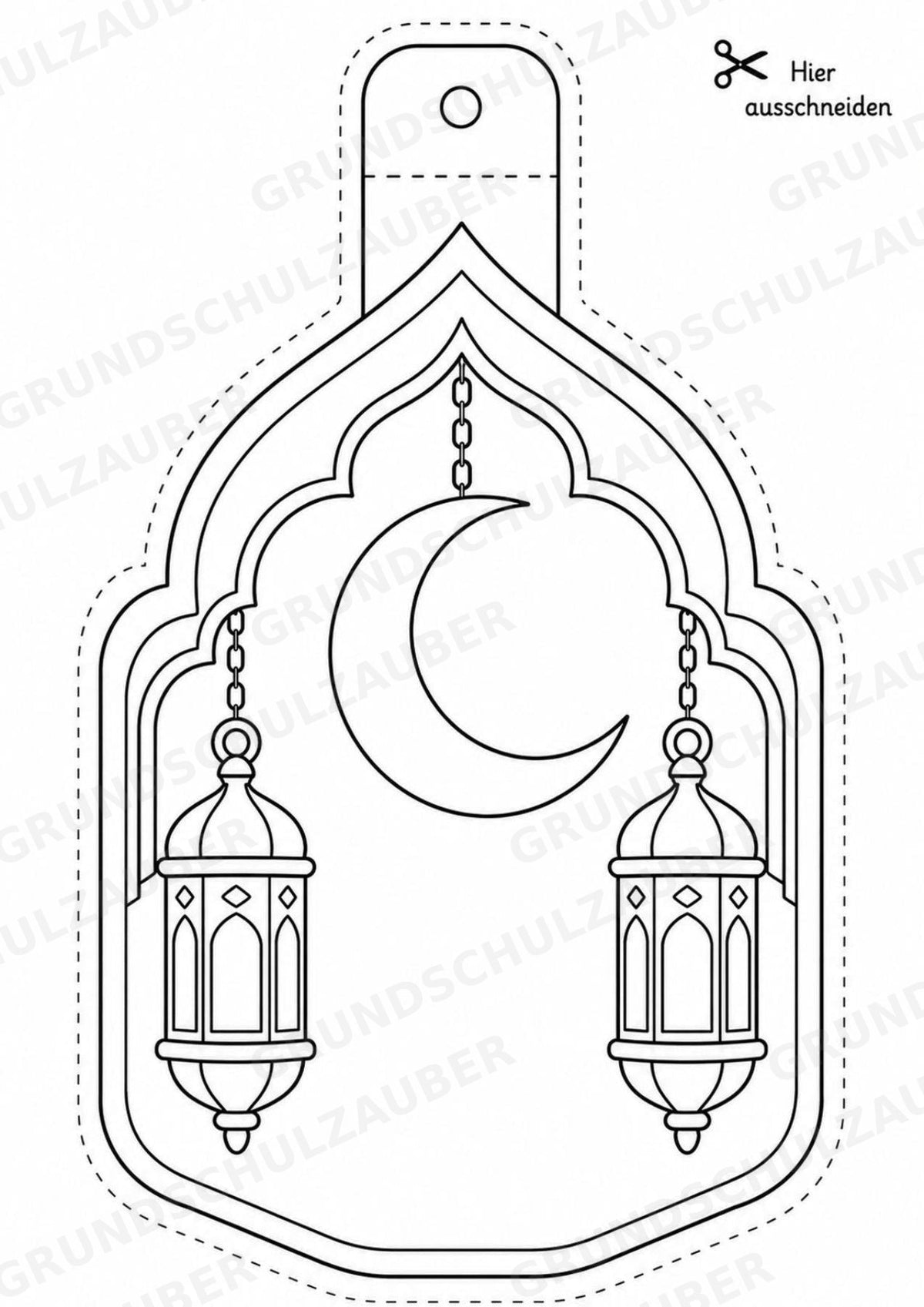 Ramadan – Fensterdeko – Basteln – Ausmalbild – Ausschneiden – 15 Vorlagen – Materialseite 7