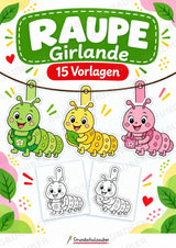 Raupe – Fensterdeko – Basteln – Ausmalbild – Ausschneiden – 15 Vorlagen – Cover