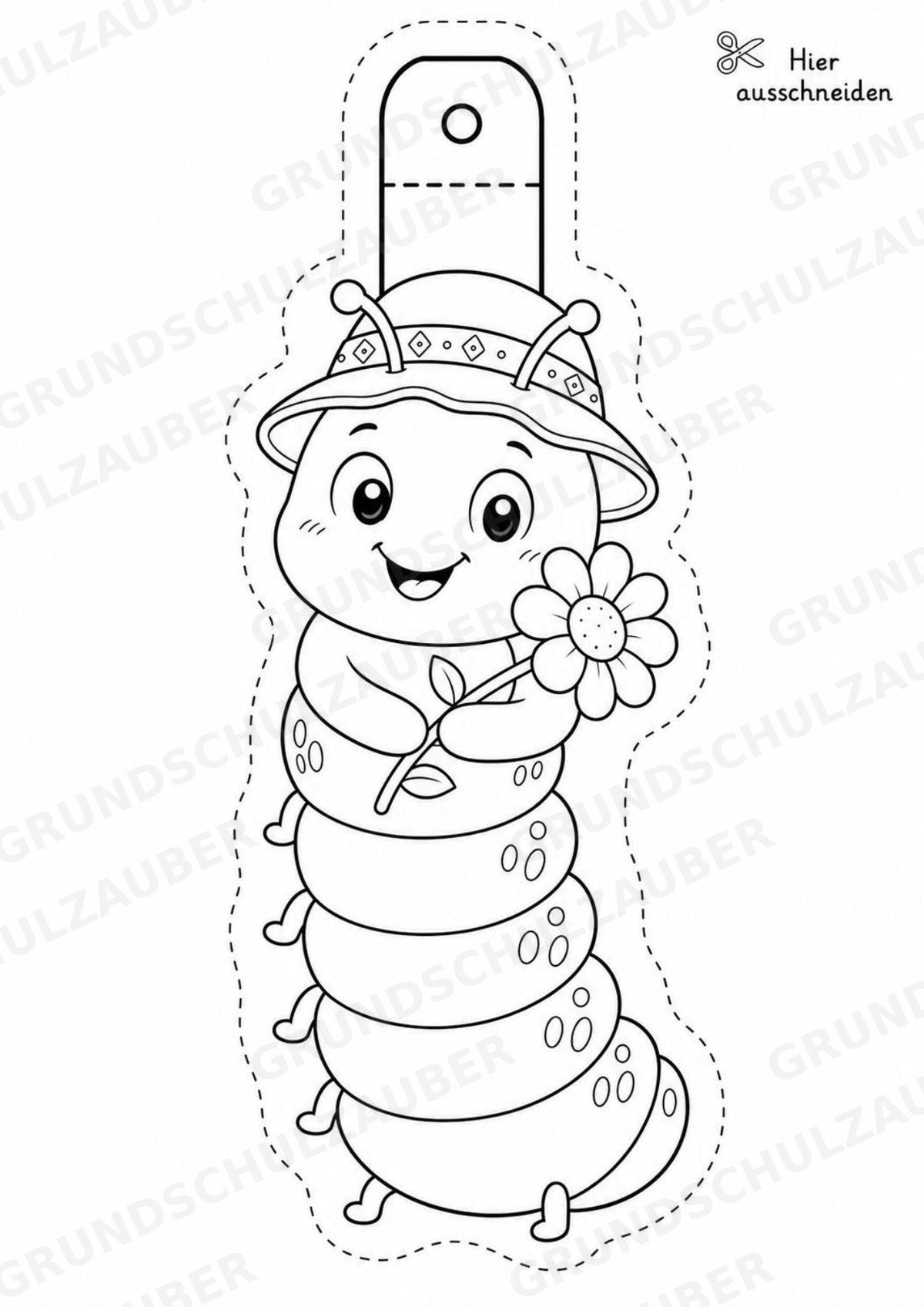 Raupe – Fensterdeko – Basteln – Ausmalbild – Ausschneiden – 15 Vorlagen – Materialseite 6