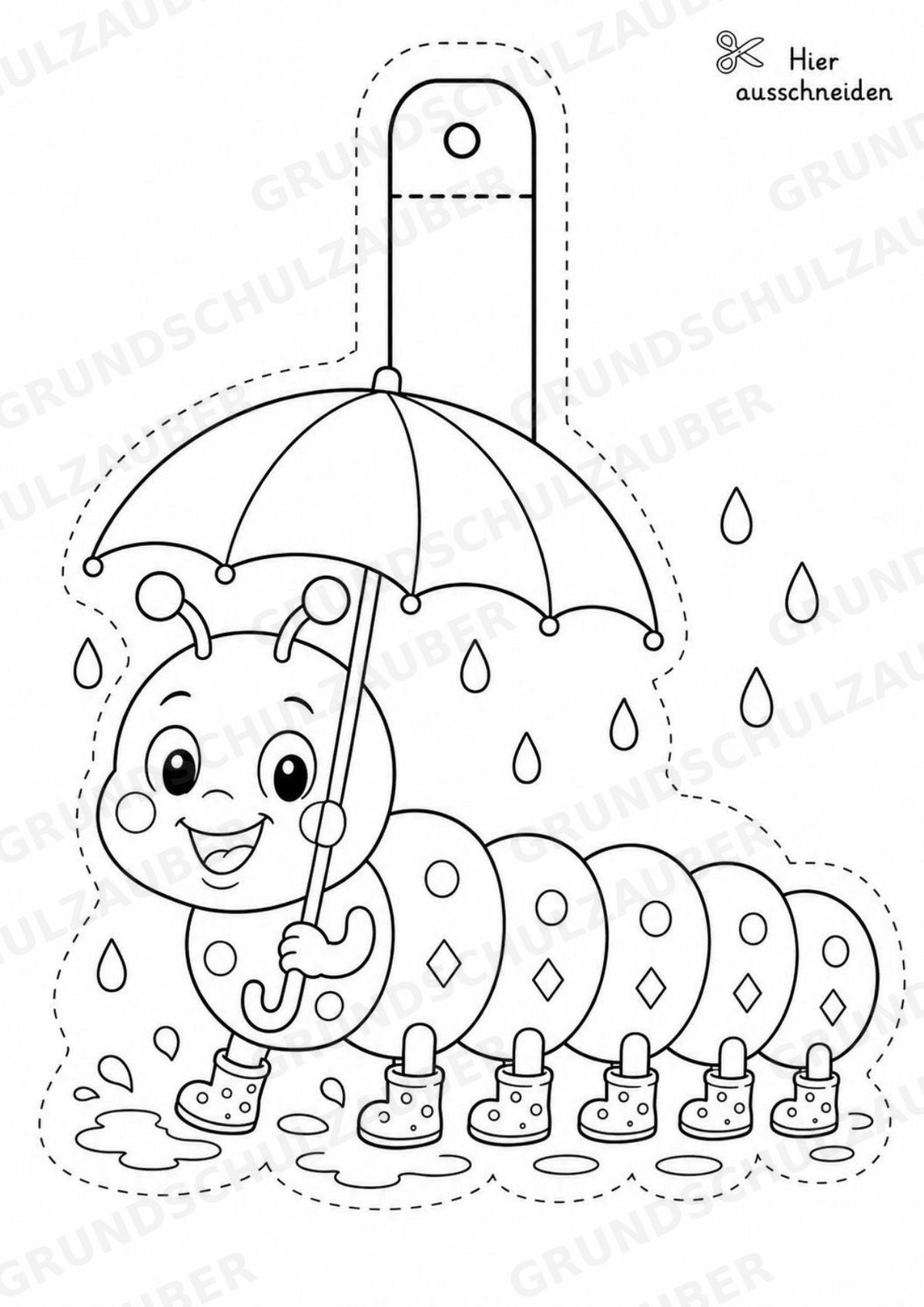 Raupe – Fensterdeko – Basteln – Ausmalbild – Ausschneiden – 15 Vorlagen – Materialseite 14