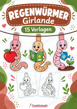 Regenwürmer – Fensterdeko – Basteln – Ausmalbild – Ausschneiden – 15 Vorlagen – Cover