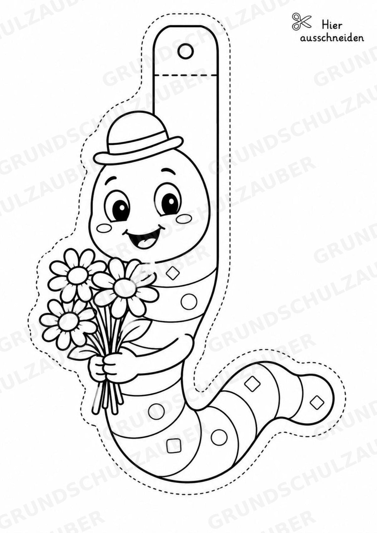 Regenwürmer – Fensterdeko – Basteln – Ausmalbild – Ausschneiden – 15 Vorlagen – Materialseite 4