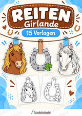 Reiten – Fensterdeko – Basteln – Ausmalbild – Ausschneiden – 15 Vorlagen – Cover