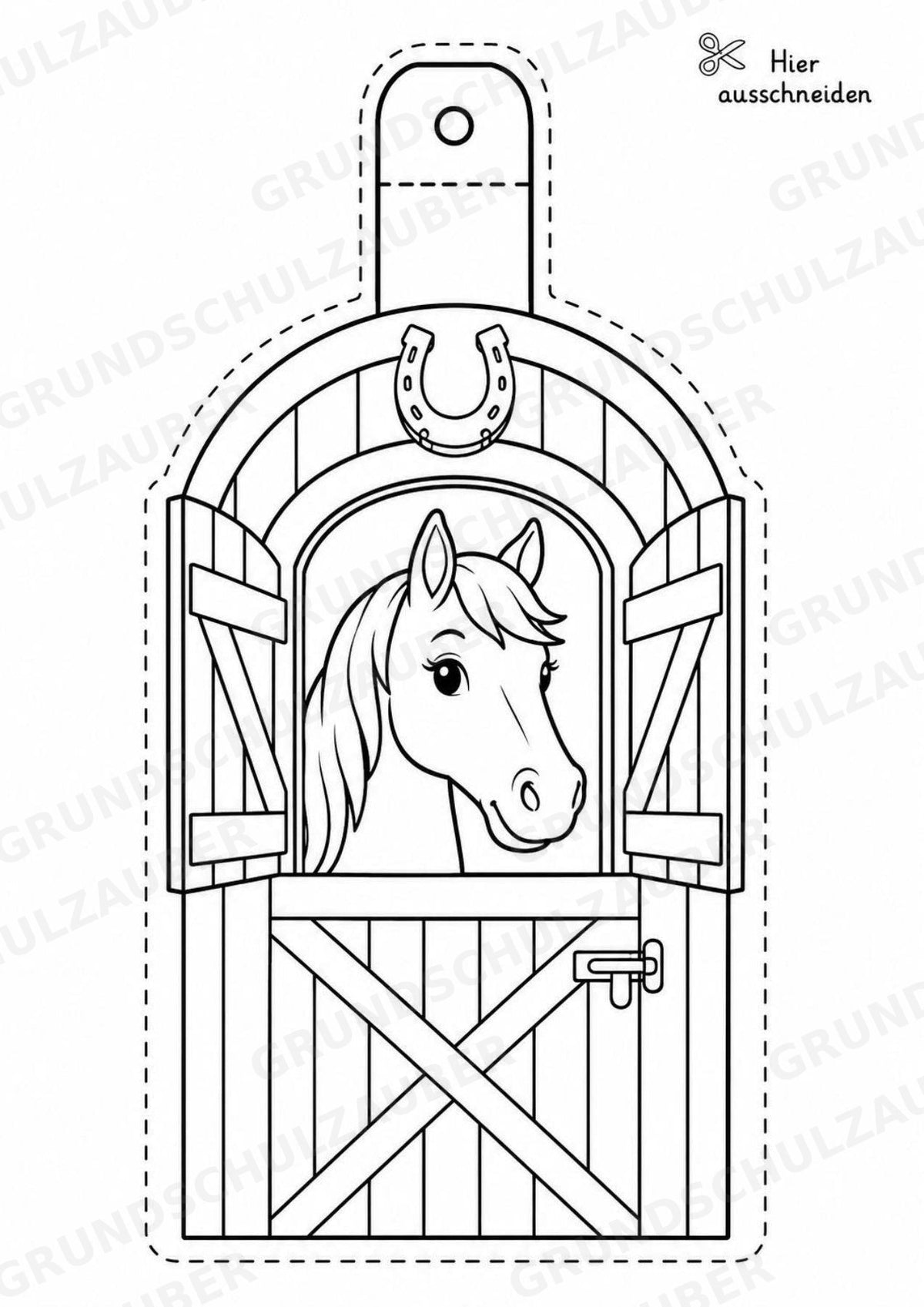 Reiten – Fensterdeko – Basteln – Ausmalbild – Ausschneiden – 15 Vorlagen – Materialseite 13