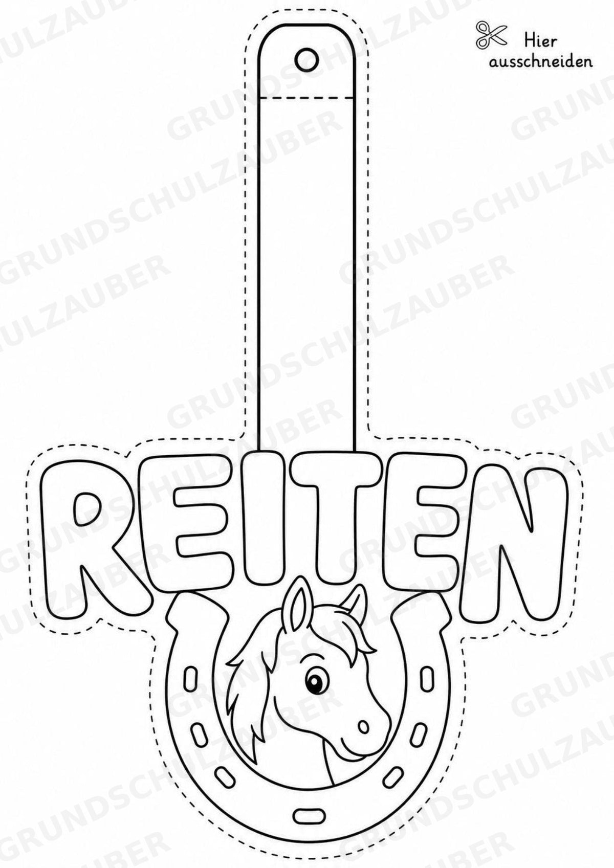 Reiten – Fensterdeko – Basteln – Ausmalbild – Ausschneiden – 15 Vorlagen – Materialseite 16