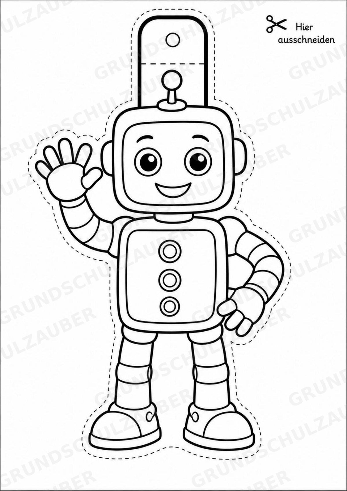 Roboter – Fensterdeko – Basteln – Ausmalbild – Ausschneiden – 15 Vorlagen – Materialseite 2