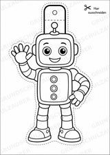 Roboter – Fensterdeko – Basteln – Ausmalbild – Ausschneiden – 15 Vorlagen – Materialseite 2