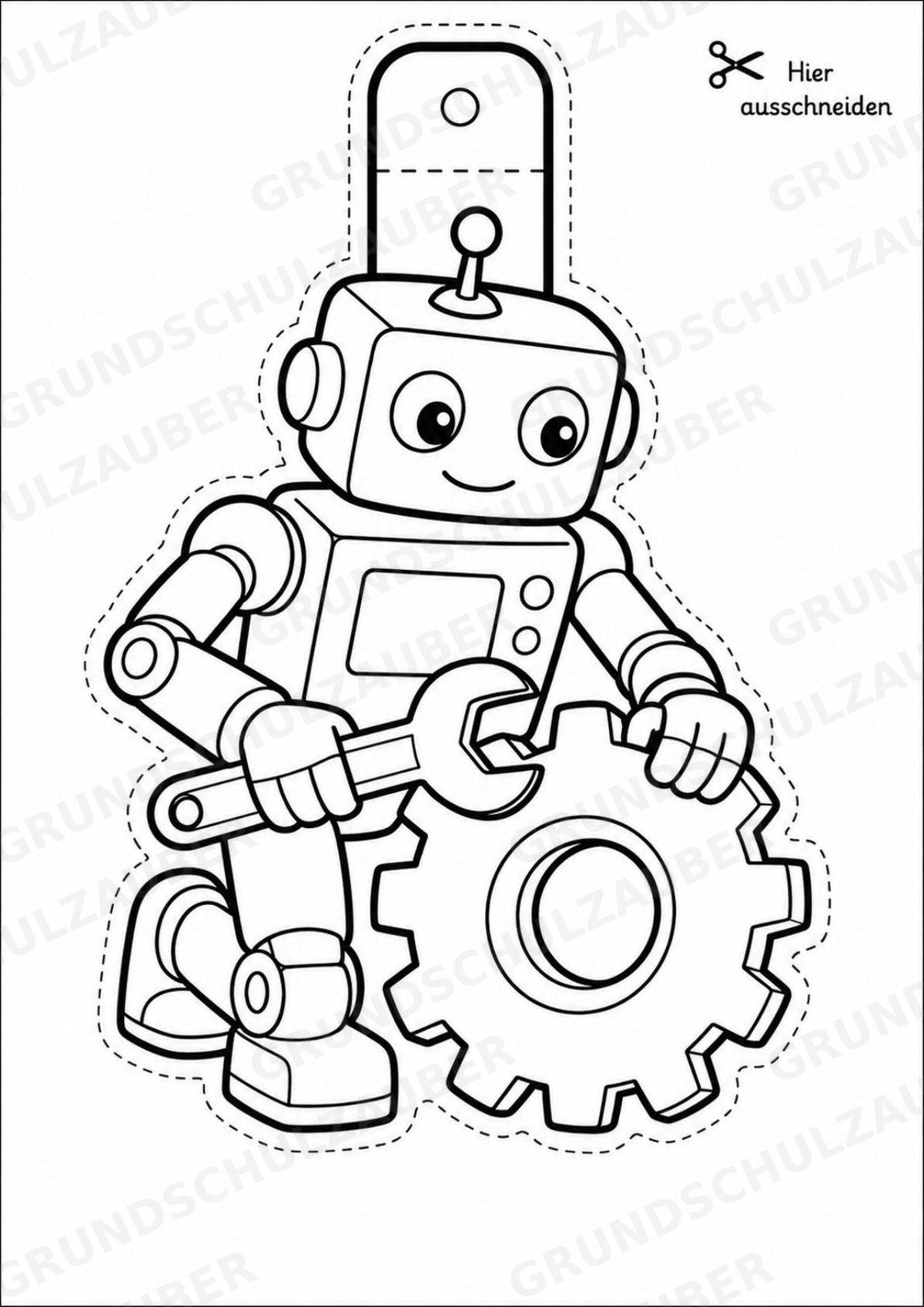 Roboter – Fensterdeko – Basteln – Ausmalbild – Ausschneiden – 15 Vorlagen – Materialseite 3