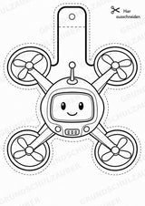Roboter – Fensterdeko – Basteln – Ausmalbild – Ausschneiden – 15 Vorlagen – Materialseite 10