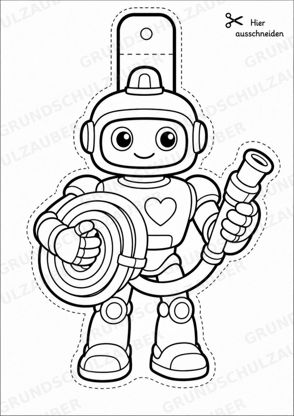 Roboter – Fensterdeko – Basteln – Ausmalbild – Ausschneiden – 15 Vorlagen – Materialseite 11