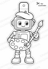Roboter – Fensterdeko – Basteln – Ausmalbild – Ausschneiden – 15 Vorlagen – Materialseite 15