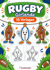 Rugby – Fensterdeko – Basteln – Ausmalbild – Ausschneiden – 15 Vorlagen – Cover