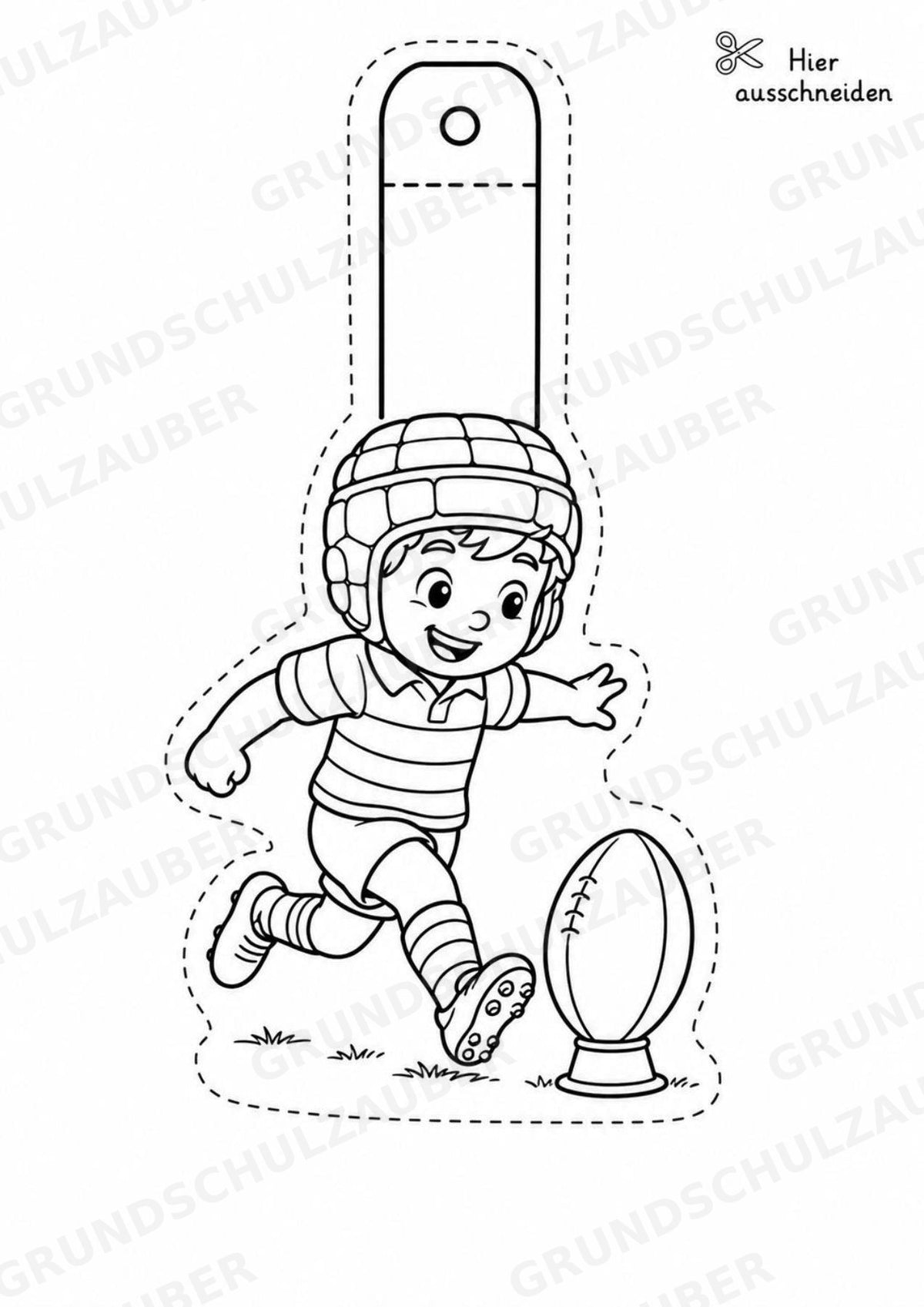 Rugby – Fensterdeko – Basteln – Ausmalbild – Ausschneiden – 15 Vorlagen – Materialseite 5