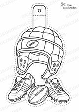 Rugby – Fensterdeko – Basteln – Ausmalbild – Ausschneiden – 15 Vorlagen – Materialseite 9