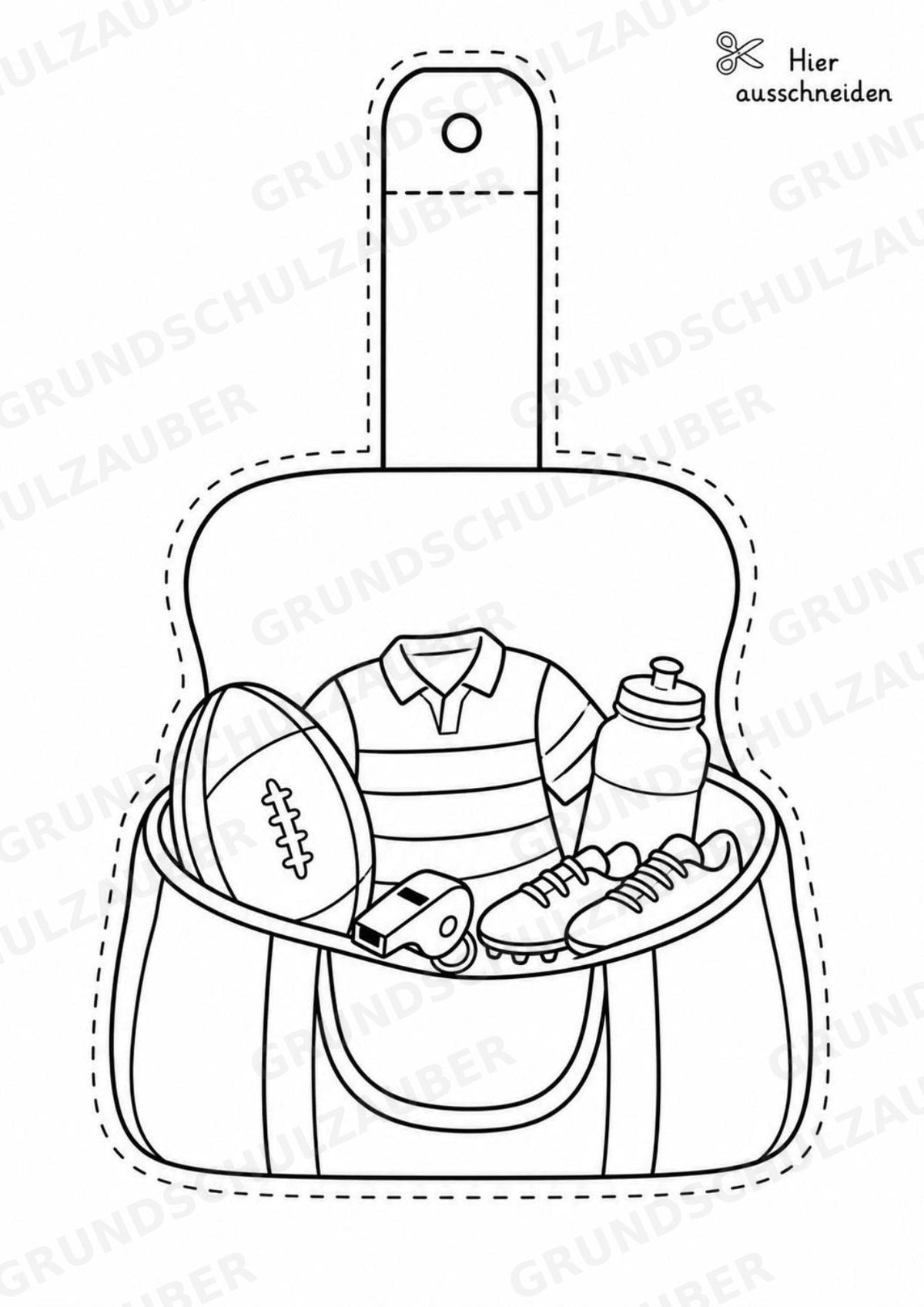 Rugby – Fensterdeko – Basteln – Ausmalbild – Ausschneiden – 15 Vorlagen – Materialseite 10