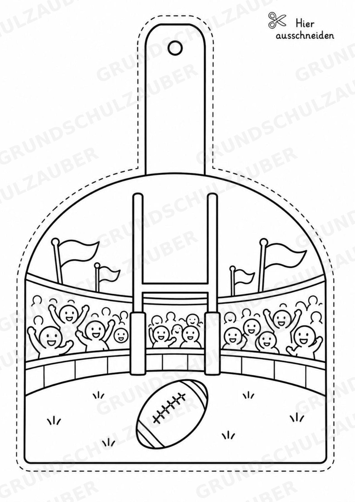 Rugby – Fensterdeko – Basteln – Ausmalbild – Ausschneiden – 15 Vorlagen – Materialseite 11