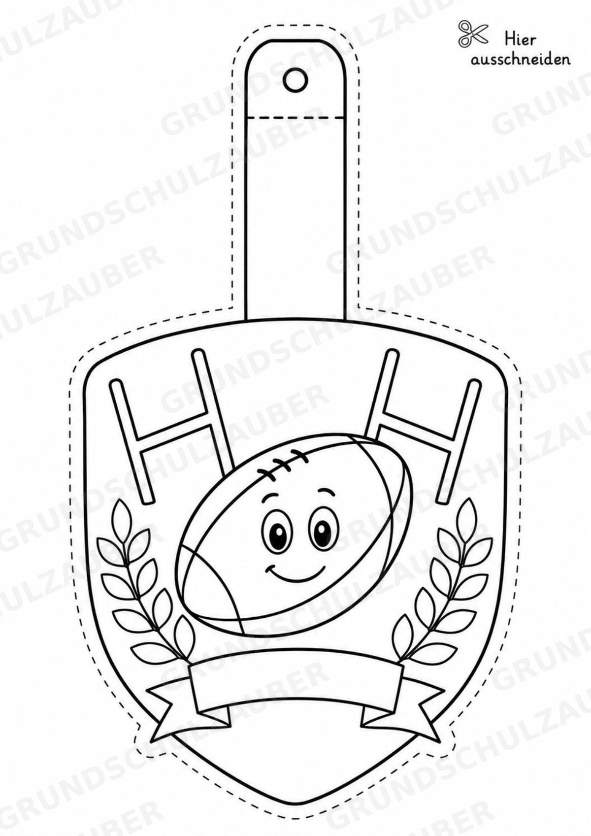 Rugby – Fensterdeko – Basteln – Ausmalbild – Ausschneiden – 15 Vorlagen – Materialseite 14
